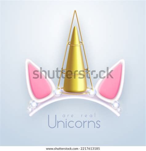 3d Realistic Golden Unicorn Horn Isolated Stock Vector Royalty Free