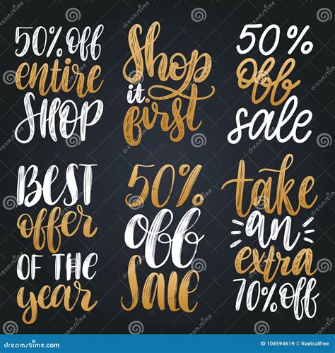 Vector Set Of Handwritten Sales Phrases Calligraphic Collection For Ad