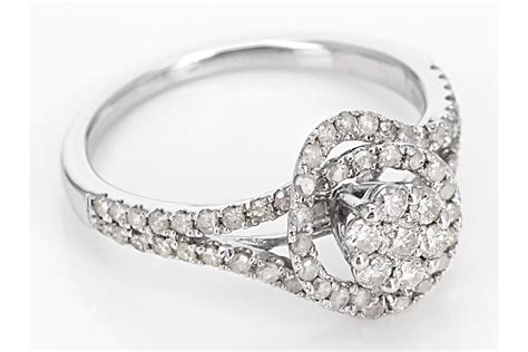75ctw Round White Diamond 10k White Gold Ring Size 10 Jtv Auctions