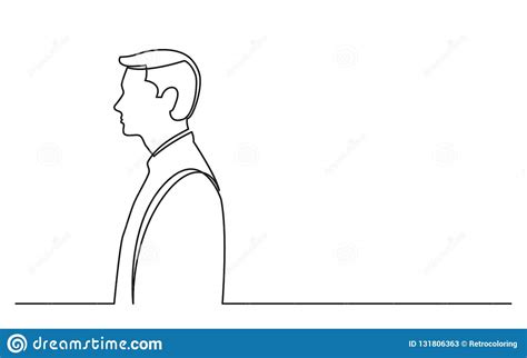 Continuous Line Drawing Of Standing Man Side View Stock Vector