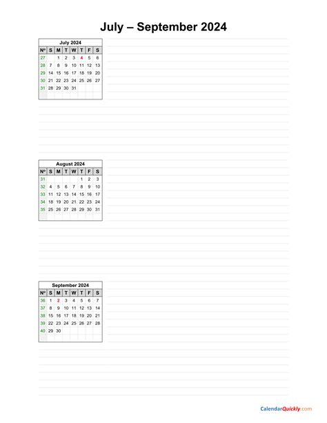 July To September 2024 Calendar Calendar Quickly