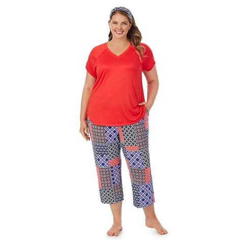 Plus Size Cuddl Duds 3 Pc V Neck Pajama Top Pajama Capri Pants