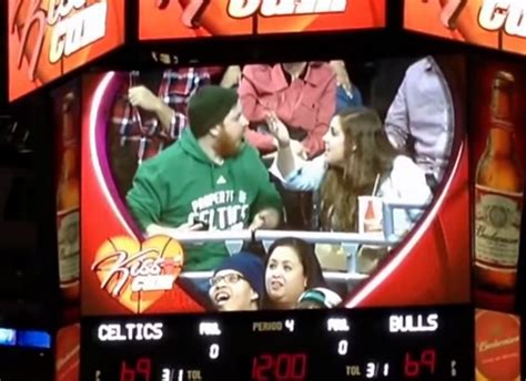 Kiss Cam At Boston Celticschicago Bulls Basketball Game Captures A