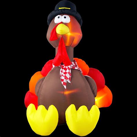 upc 086786256633 gemmy airblown inflatable turkey sitting wearing a pilgrim hat indoor