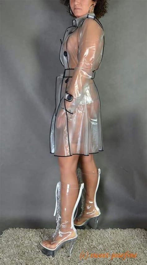 See Through Rainboots Pvc Outfits Plastic Raincoat Photography Work