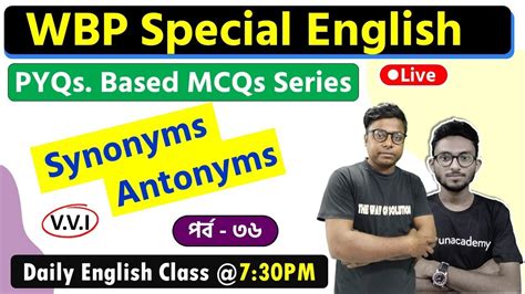 important synonyms and antonyms english class for wbp wbpsc and ssc the way of solution youtube