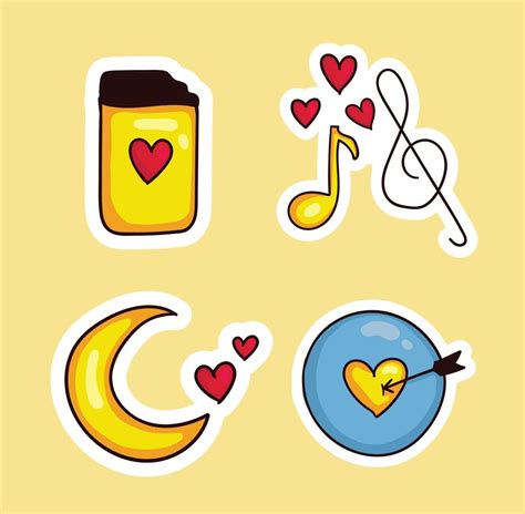 Colorful Hand Drawn Valentine Sticker Collection 3448460 Vector Art At Vecteezy