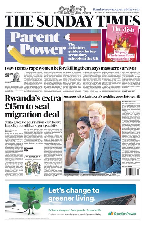 Sunday Times Front Page Rd Of December Tomorrow S Papers Today