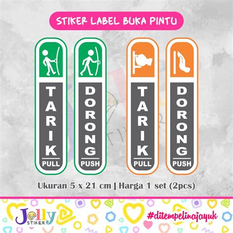 Jual Stiker Tarik Dorong Pintu Sticker Label Push Pull Vinyl Waterproof