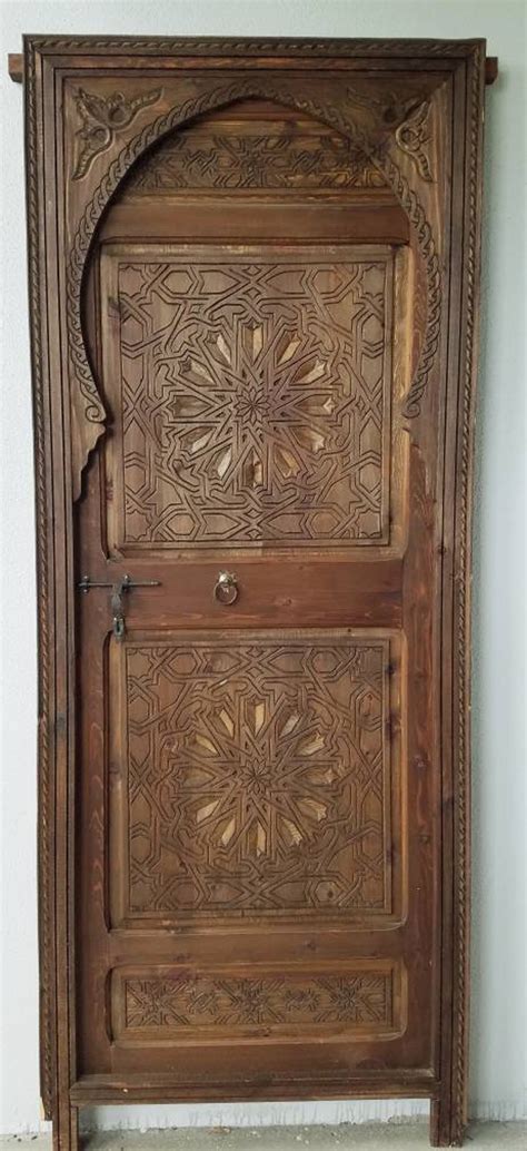 Moroccan Door Geometric Hand Carving Indoor Bedroom Moorish Etsy
