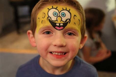 Child Face Painting Awesome Spongebob Rifacepainting Facepaint Face