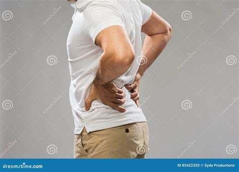 Close Up Of Man Suffering From Backache Stock Photo Image Of Male