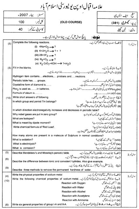 Aiou Old Papers Inter Papers Solved Past Papers Of Aiou Free