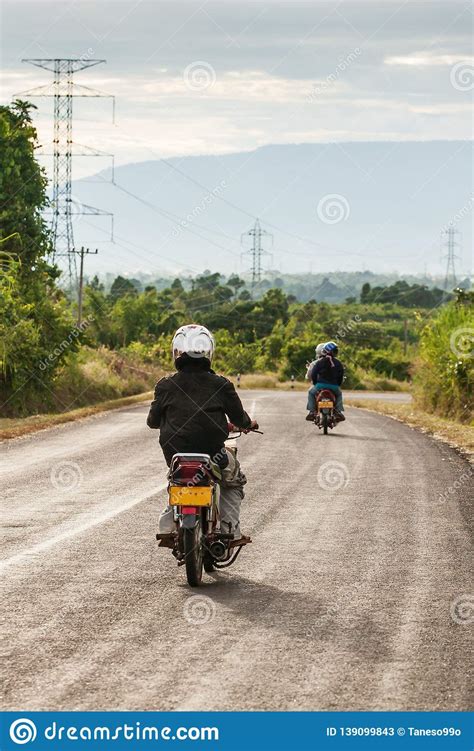 Motorcycle Travels On The National Highway T 16 From Salavan To Pakse ...
