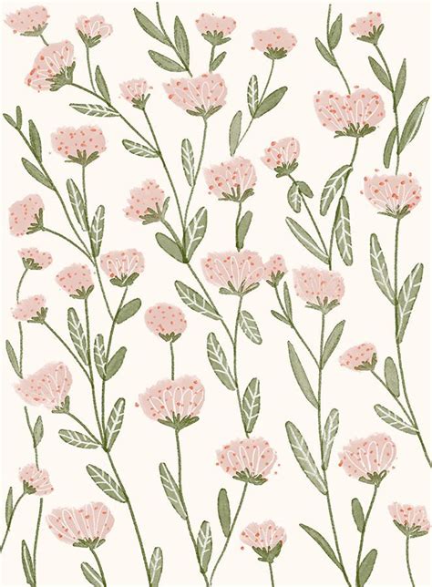 Pastel Pink Blooms Pattern By Chotnelle Flower Background Wallpaper