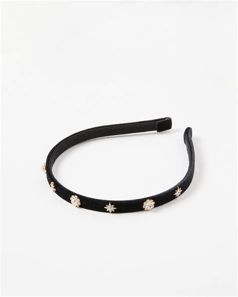 dahlia embellished black velvet headband oliver bonas