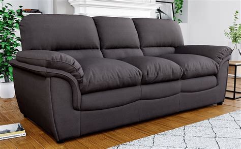Rochester Charcoal Grey Fabric 3 Seater Sofa Furniture Choice