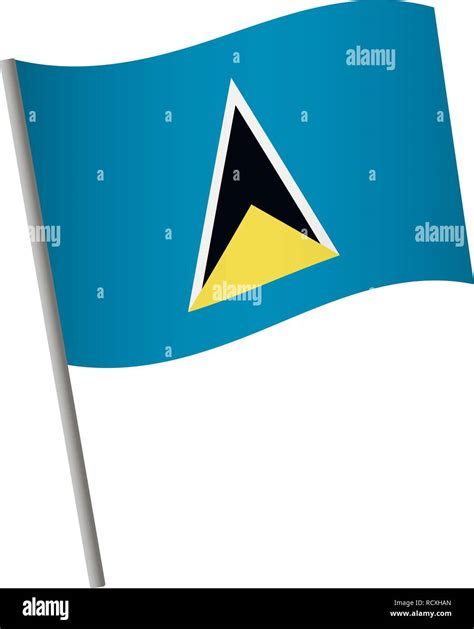 Saint Lucia Flag Icon National Flag Of Saint Lucia On A Pole Vector Illustration Stock Vector