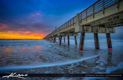 Jacksonville Beach Pier Sunrise Royal Stock Photo