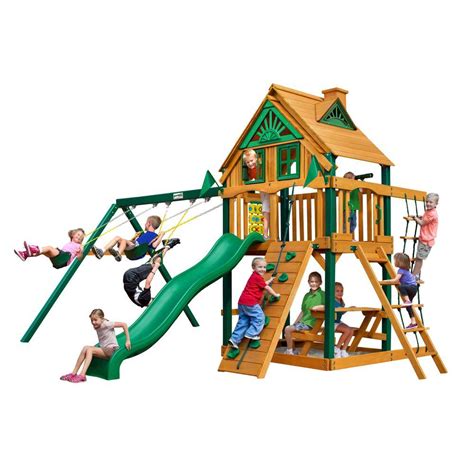 Gorilla Playsets Chateau Tree House Swing Set With Timber Shield 01