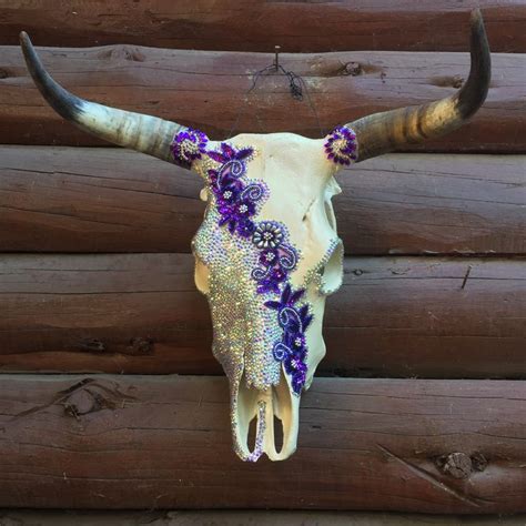 Purple Sequin Cow Skull Cow Skull Art Deer Skull Art Cow Skull Decor