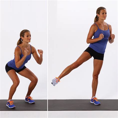 Basic Squat With Side Leg Lift Best Leg Exercises Popsugar Fitness