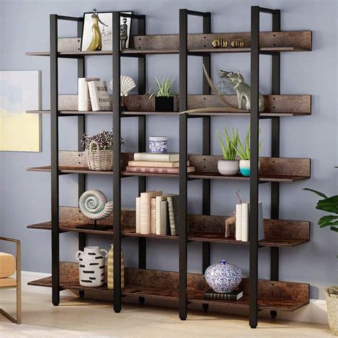 Choose from contactless same day delivery, drive up and more. Tribesigns Rustic Triple Wide 5-Tiers Open Bookcase ...