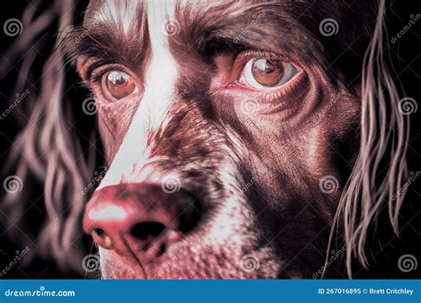 Abstract Half Man Half Dog Closeup Portait Stock Illustration