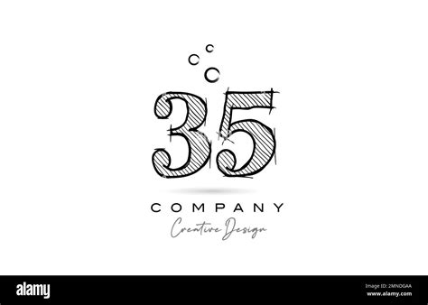 Hand Drawing Number 35 Logo Icon Design For Company Template Or
