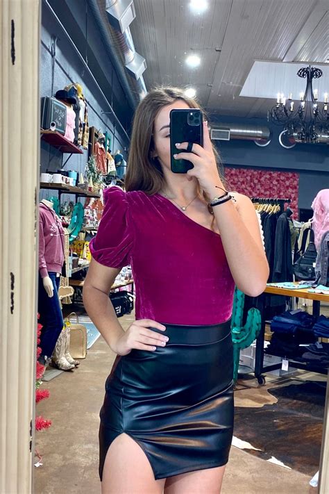 Black Leather Skirt With Slit Shopperboard