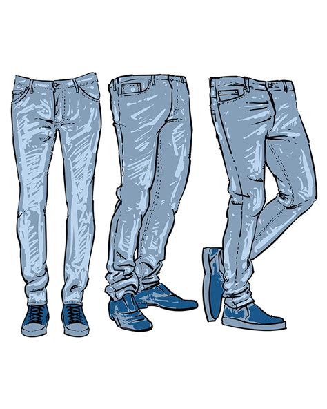 Hand Drawn Fashion Design Mens Jeans Clipart Commercial Etsy