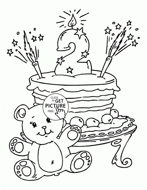Happy birthday cake coloring pages. 2nd Birthday Cake coloring page for kids, holiday coloring ...