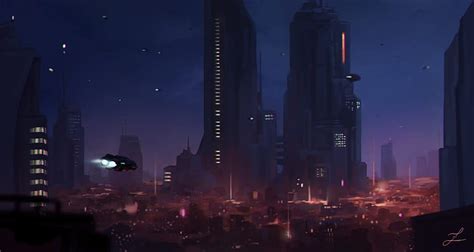 Hd Wallpaper Sci Fi City Building Futuristic Night Skyscraper
