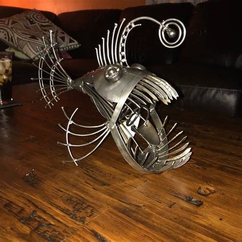 Art Metal Sculpture Angler Fish Steampunk Predatory Fish Etsy