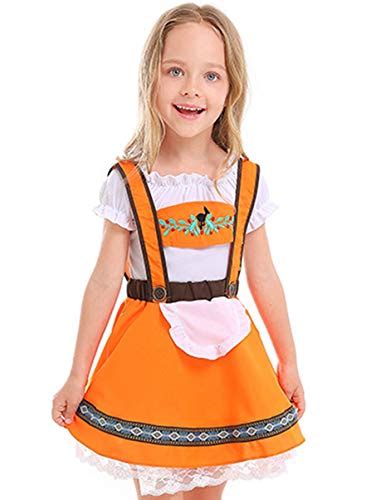 Buy Cosland Kids Girls Lederhosen Oktoberfest Costume Dirndl Bavarian