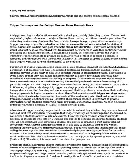 📗 trigger warnings and the college campus essay example free essay term paper example