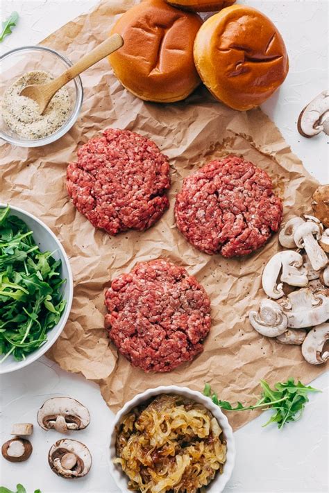 The burger steak patties are easy to make. Rockin' Sweet Onion Mushroom Swiss Burgers Recipe | Little ...