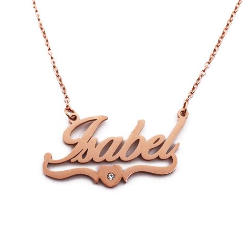 Isabel Name Necklace Personalized Custom Made Heart Shaped Etsy
