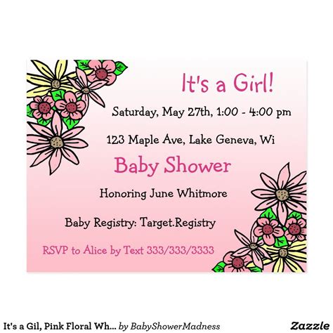 It's a Gil, Pink Floral Whimsical Baby Shower Postcard | Zazzle.com in 2020 | Whimsical baby ...