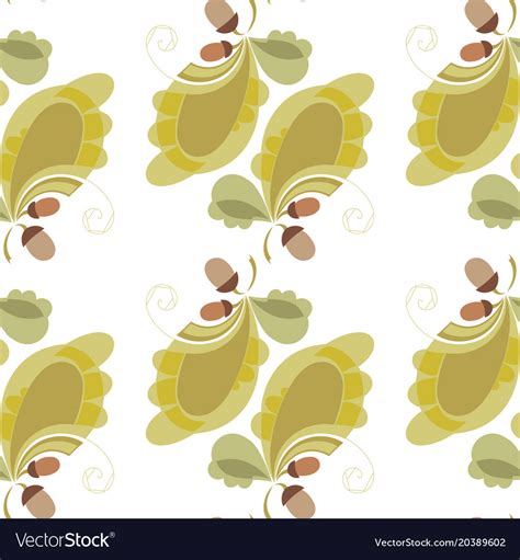 Stylized Oak Leaves And Acorns Background Vector Image