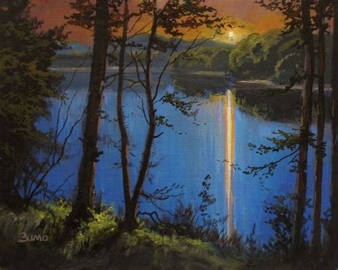 Original Oil Painting Bumo Plein Air Landscape Impressionist Sunset