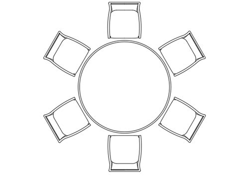 Plan Of A Round Table And 6 Chairs Cadbull