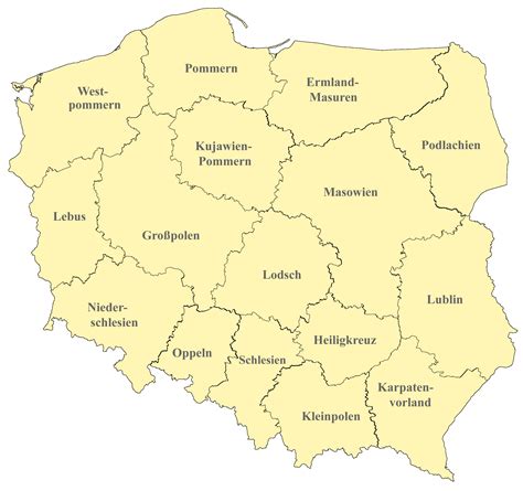 Polen Karte Mit Regionen Landkarten Mit Provinzen