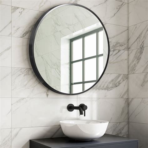Hallway Furniture Groofoo 24 Bathroom Circle Wall Mirror With Golden Frame Vanity Mirror For