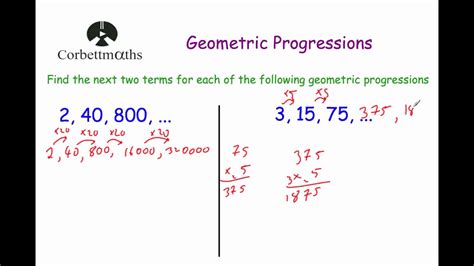Geometric Progressions Corbettmaths Youtube