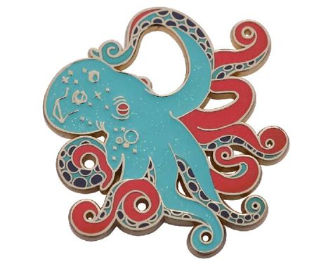 Octopus Enamel Metal Brooch Badge Libra Gift Peppaca
