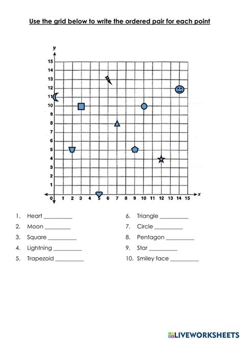 Coordinate Grid Worksheet Live Worksheets