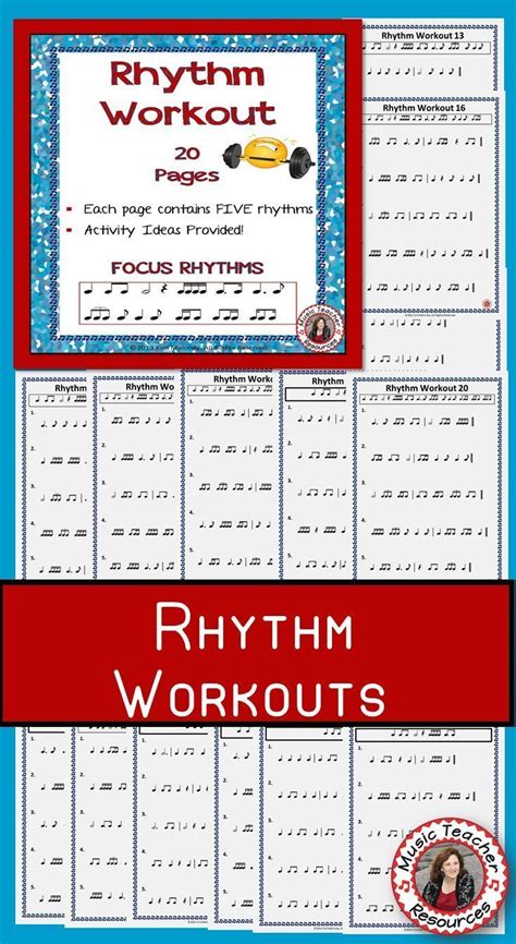 A Poster With The Words Rhythm Workout Written In Red White And Blue