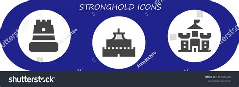 Stronghold Icon Set 3 Filled Stronghold Stock Vector Royalty Free
