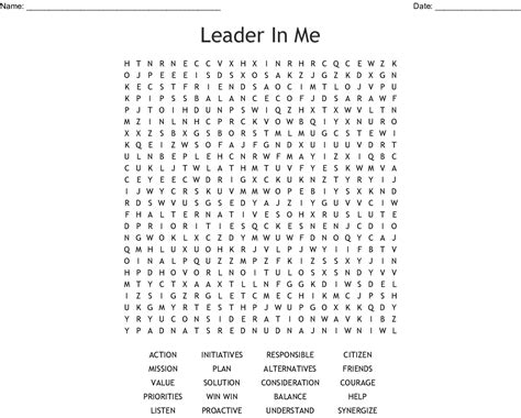 Leader In Me Word Search Wordmint